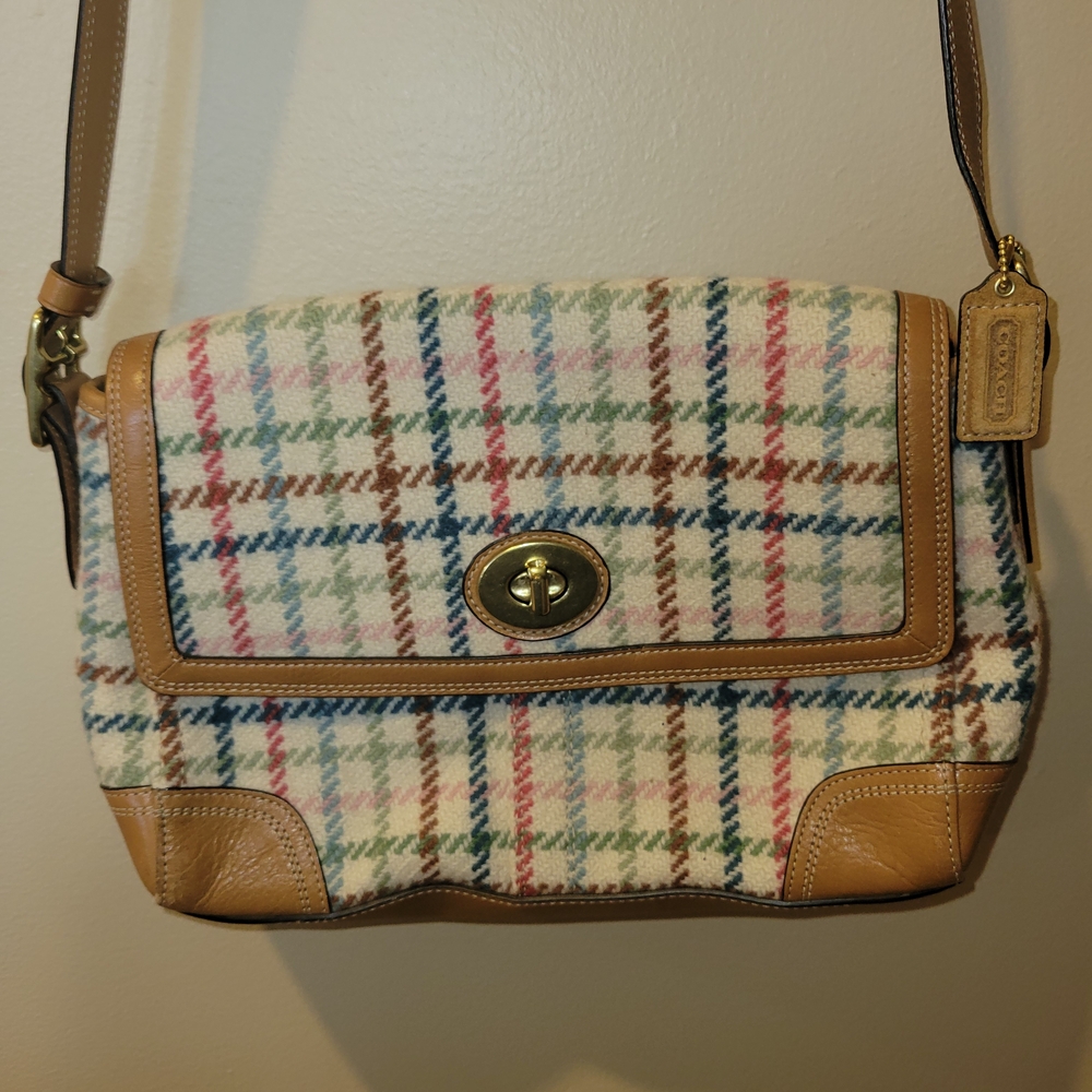 SOLD- Coach 2009 Plaid Wool Large Flap / Crossbody Bag
